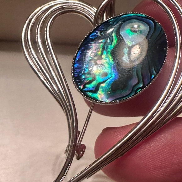 Silver and Blue Heart Brooch - Picture 4 of 5